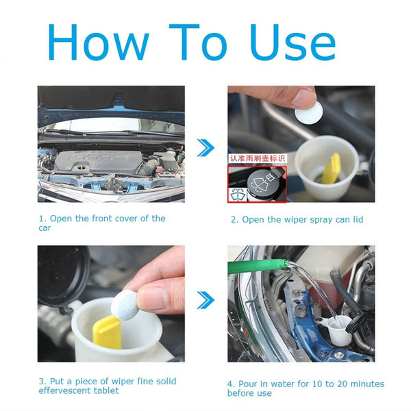 10/20/50PCS (1PCS=4L Water) Car Solid Wiper Fine Seminoma Wiper Windshield Glass Cleaner Auto Window Cleaning Car Accessories